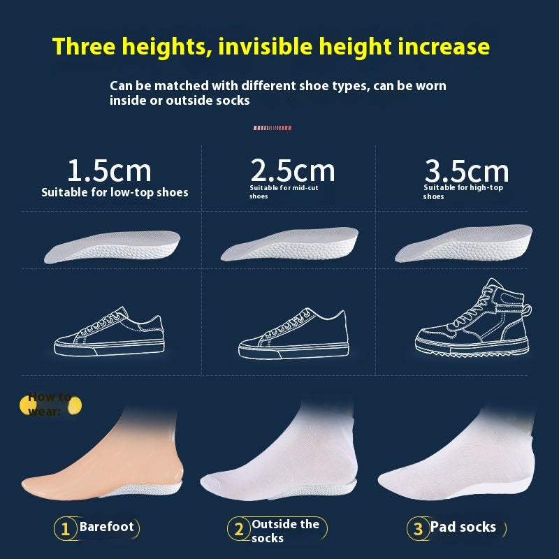 Inner Heightening Shoe Pad Invisible Arch Support Sports Insoles